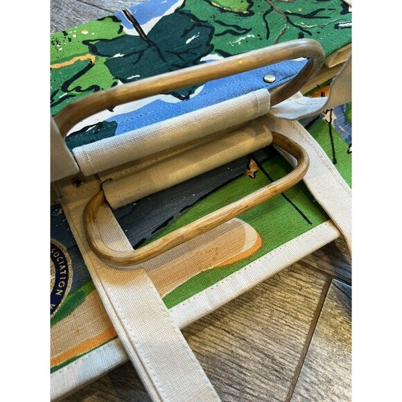 PGA Tour Golf Tote Bag Canvas Artist Signed Wood Handles Art Collectible New Vtg - Picture 8 of 9